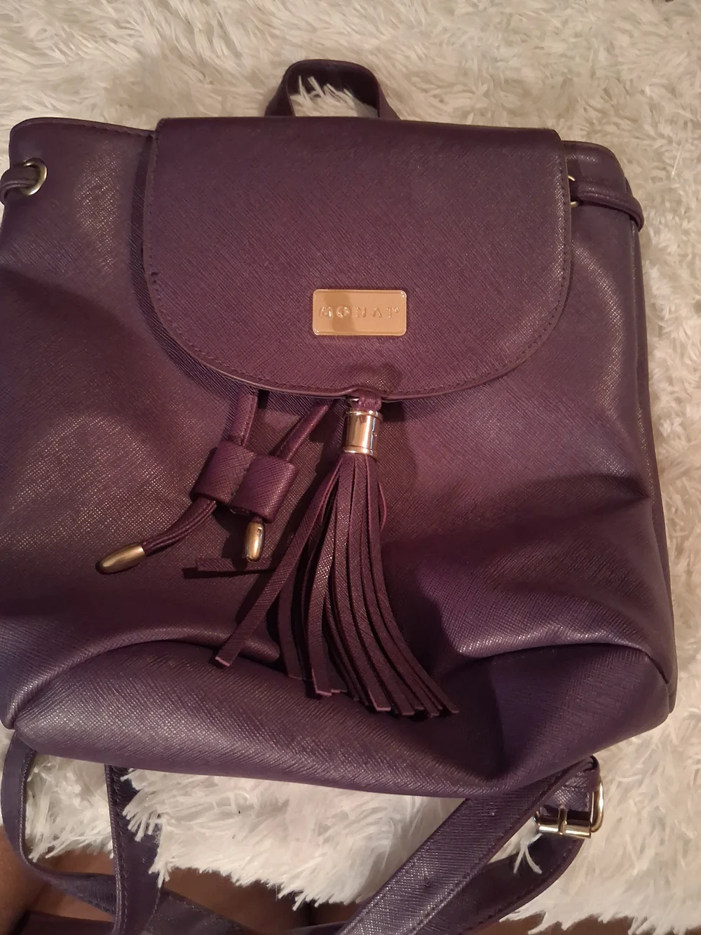 MONAT Purple Book Bag/hand Bag with Gold Accent